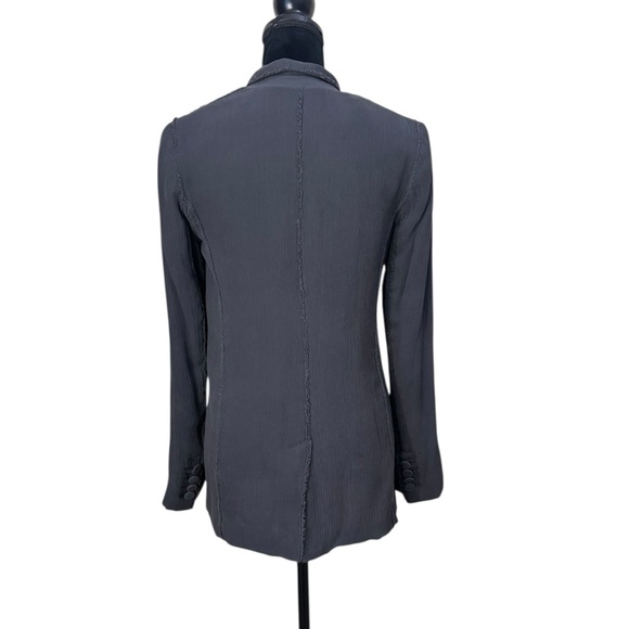 Club Monaco contemporary grey silk wool chic long sleeve blazer jacket size 4 - Picture 3 of 9